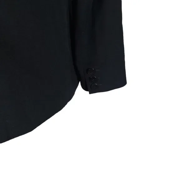 Armani Collezioni Black Wool Blazer Size 12 Notch Lapel One Button Jacket